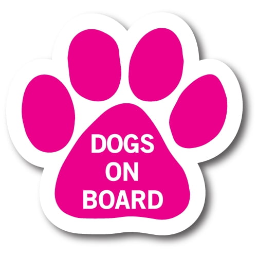 Magnet Me Up Dogs on Board Pink Pawprint Magnet Decal, 5 Inch, Vinyl Automotive Magnet