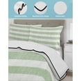thumbnail image 4 of Quilts Twin Size Bedding Set, Sage Green Striped Lightweight Quilted Comforter, Farmhouse Vintage Stripes Soft Reversible Bedspread Coverlet with Pillow Covers for All Season, 68" x 86", 4 of 7