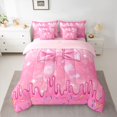 thumbnail image 2 of jejeloiu Kawaii Cartoon Bow 7-Piece Twin Bedding Sets,Pink Ice Cream Pattern Bedding Comforter Set For Girl Kids Reversible, 2 of 8