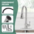 thumbnail image 5 of Akicon Kitchen Faucet with Pull Down Sprayer, 3-Function Kitchen Sink Faucets with Deck Plate, Fits 1-Hole and 3-Hole Sinks, Single Handle 304 Stainless Steel, Brushed Nickel, 5 of 9