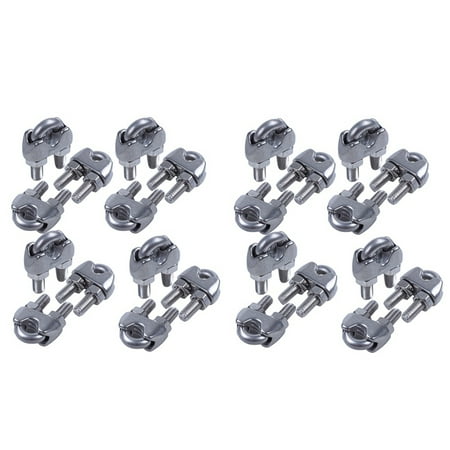 

6mm 1/4 Inch Stainless Steel Wire Rope Cable Clamp Clips 24Pcs