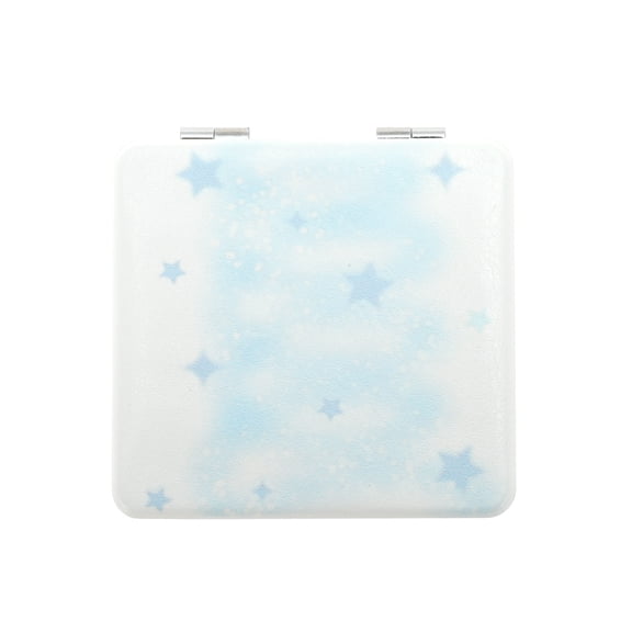 Unique Bargains Women Square Shape Handheld Mirror for Travel Blue 1 Pc