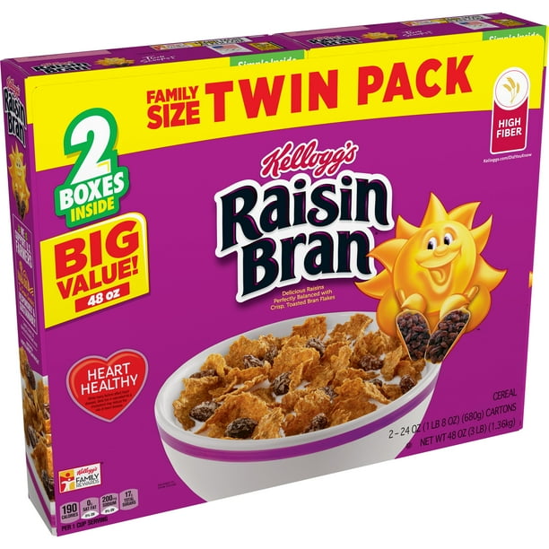 Kellogg's Raisin Bran Breakfast Cereal, Excellent Source of Fiber
