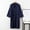 Navy, variant on Womens Robe Long Cotton Linen Bathrobe 3/4 Sleeve Lightweight Soft Relaxed Fit Casual Loungewear With Pocket Dark Gray L