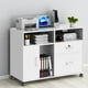 thumbnail image 1 of Archivador, Archivador con Cerradura, Soporte para Impresora, 2 Cajones, 3 Compartimentos Abiertos, Adecuado para Estudio u Oficina, 96,6 × 34 × 65,8 cm (Blanco), 1 of 6
