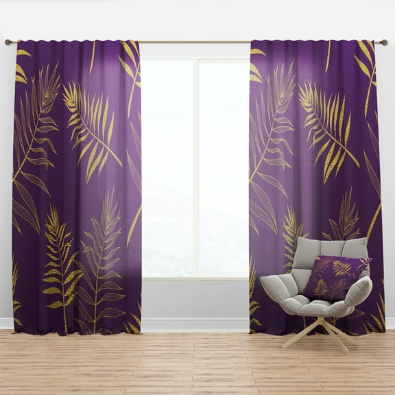 Designart 'Tropical Foliage V' Mid-Century Modern Curtain Panel