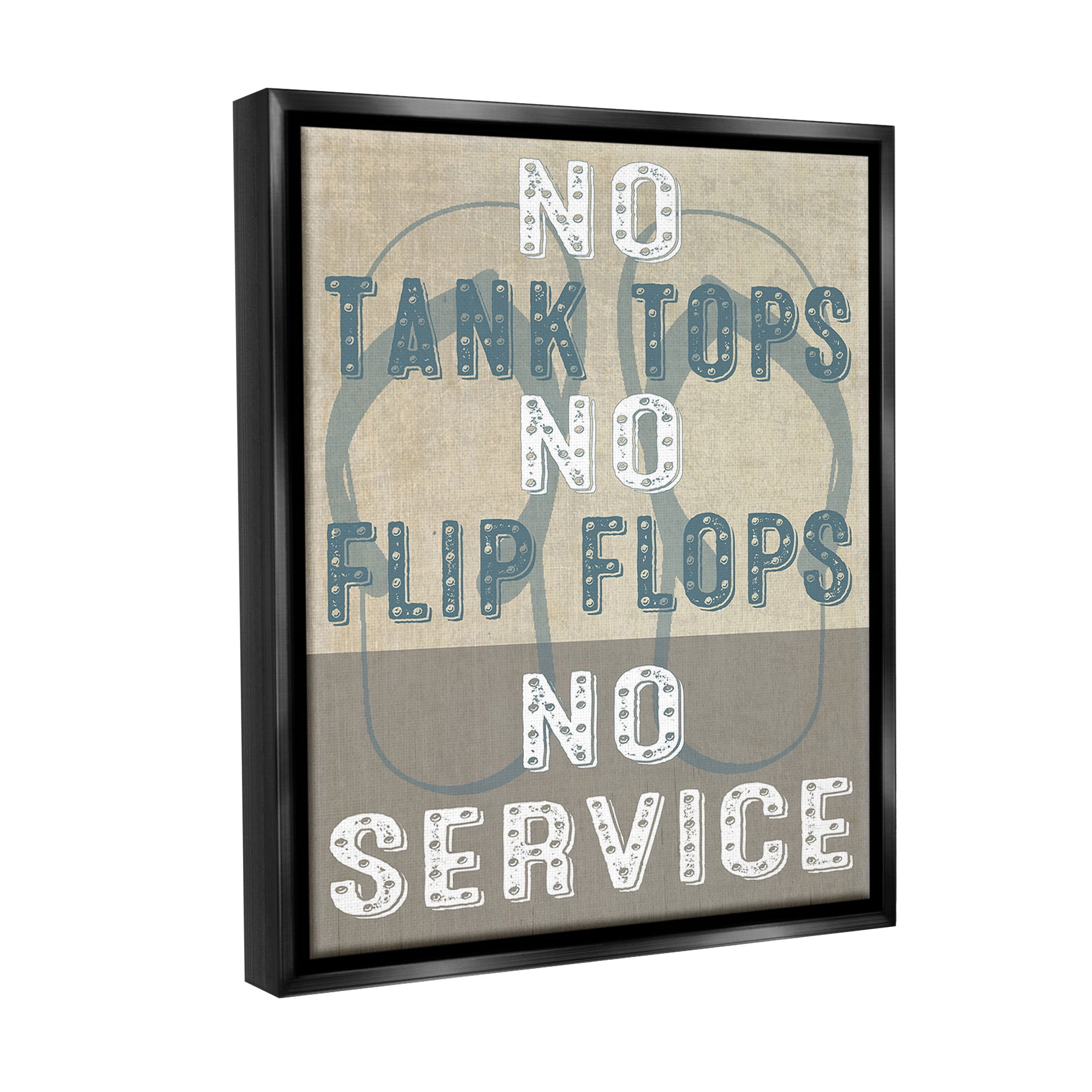 Stupell Industries Summer No Service Sign Typography Painting Black Floater Framed Canvas Art Print Wall Art, 17 x 21