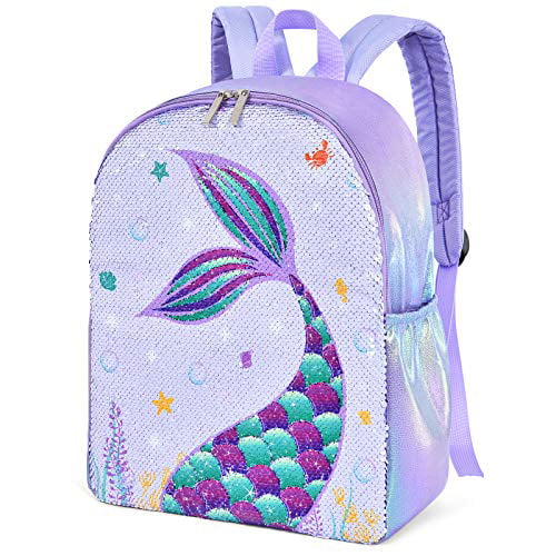 Cute Mermaid Print Laptop Backpack High School Bookbag Casual Travel Daypack