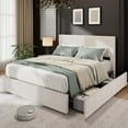thumbnail image 6 of Eastvita Queen Size Upholstered Platform Bed Frame - 4 Storage Drawers, Channel Tufted Wingback Headboard, Wooden Slat,, 6 of 8