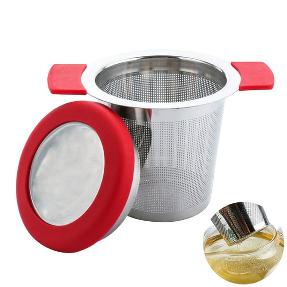 Kitchen Faicet Metal Tea Infuser with Lid Leak Red