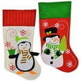 thumbnail image 4 of Set of 8 Pack Christmas House Polyester Character Stockings with Striped Cuffs, 18 Inch, 4 of 6