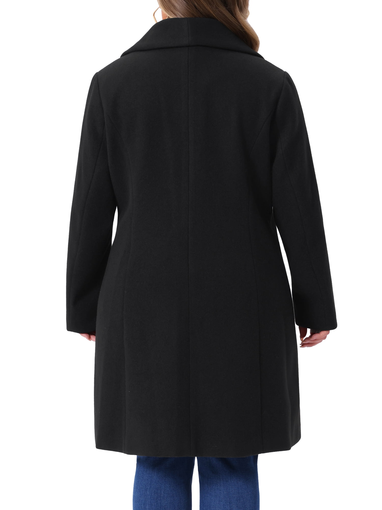 DARING DIVA Women's Plus Size Winter Outerwear Coat with Shawl Collar 3X Black