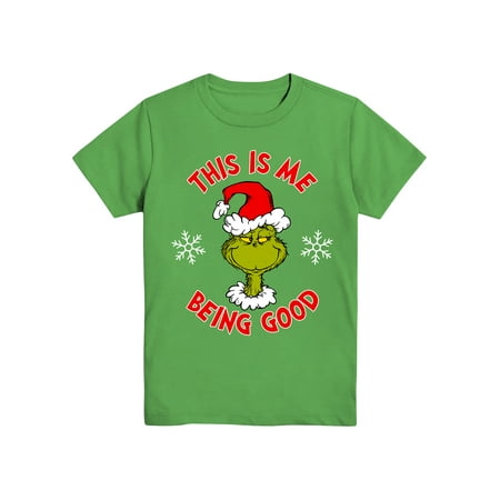 Grinch Being Good, Boys Crew Neck Short Sleeve T-Shirt, Sizes 4-18