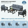 thumbnail image 4 of SERWALL Outdoor Patio Furniture Set, 6-Piece HDPE Outdoor Sofa Set Patio Conversation Set, Black Frame with Grey Cushions, 4 of 7