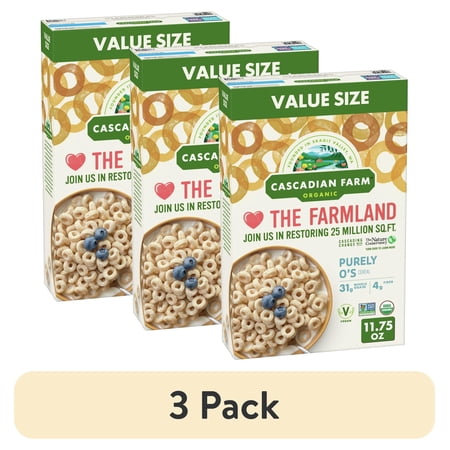 (3 pack) Cascadian Farm Organic Cereal, Purely O's, 11.75 oz.