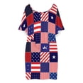 thumbnail image 3 of American Flag Painting Brush Style Women's Off The Shoulder Ruffles Summer Wedding Guest Loose Casual Party Beach Dress, 3 of 9