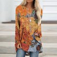 thumbnail image 2 of Sweat à Manches Longues Sweat-Shirt à Col Rond Mode Imprimé Casual Chemisiers Hauts Hi-Lo Ourlet Longue Automne Chemises Tunique Tops, 2 of 5