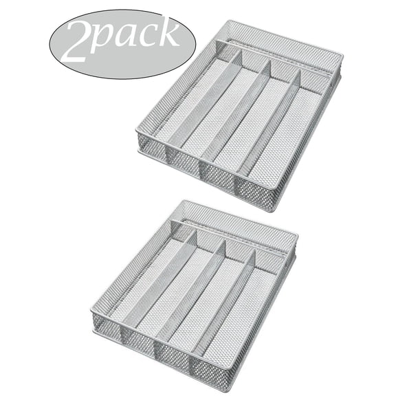 YBM Home Mesh Cutlery Tray & Desk Drawer Organizer 12.5” x 9.25” x 2” (2-Pack)