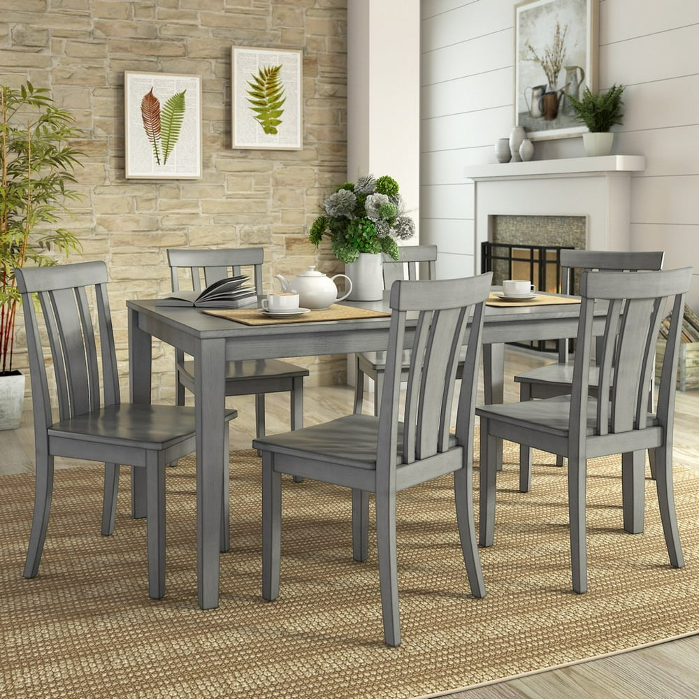 Lexington 7-Piece Dining Set with 60" Dining Table and 6 Slat Back