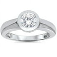thumbnail image 1 of 1ct Bezel Set Solitaire Diamond Engagement Ring 14K White Gold Round, 1 of 4