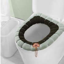 Round Padded Toilet Seat Household Seasons Toilet Seat Thickened With Handle Winter Toilet Ring Washable Sets Wear Knitted Toilet Seat