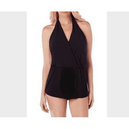 Miraclesuit Tankini Halter Blouse Top, Black, size 12