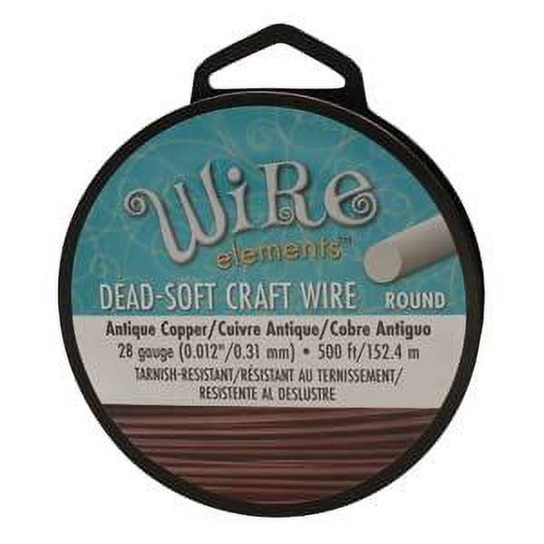 The Beadsmith Wire Elements Craft Wire – Tarnish Resistant, Soft Temper, Round, Antique Copper Color – 0.32mm, 28 Gauge, 500 Feet Spool – Jewelry Making, Wire Wrapping, Floral, & Other DIY Crafts