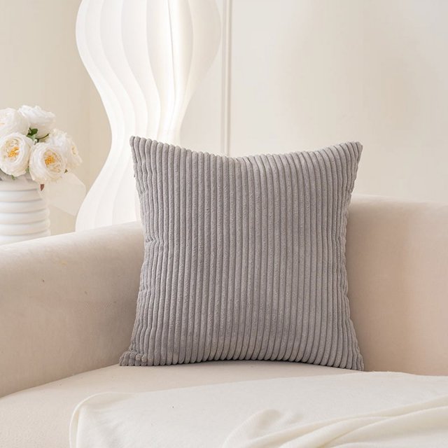 Funda de almohada de pana a rayas de color sólido de estilo nórdico, funda para cojín de sofá de sala de estar, funda de almohada decorativa para el hogar