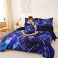 thumbnail image 3 of Feelyou Lightning Dragon Bedding Comforter Set for Kids Boys Girls, Circuit Animal Full Bedding Set, Purple Blue, Black Reversible, 7-Piece, 3 of 7