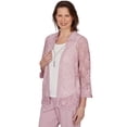 thumbnail image 3 of Alfred Dunner Womens Petite Floral Lace Two In One Top With Necklace, 3 of 4