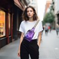 thumbnail image 6 of Stylish Leather Crossbody Bag 8.46x5.9x2.16In Easy To Carry Multi-Purpose Travel Hiking Shopping Fashion Bag Cartoon Purple Curve, 6 of 7