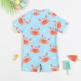 thumbnail image 5 of Toimothcn Boys Swimsuits Short Sleeve Cute Cartoon Crab Printed One Peice Bathing Suit Quickly Dry Soft Swimwear 2-3 Years, 5 of 6