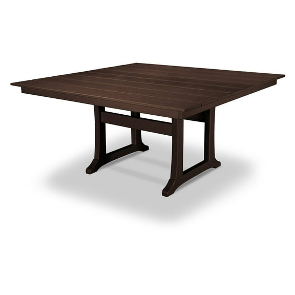 POLYWOOD Farmhouse Trestle 59" Dining Table in Mahogany