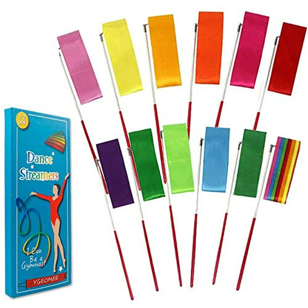 YGEOMER 12Pieces Rhythmic Dance Ribbons Gymnastics Ribbon Streamers
