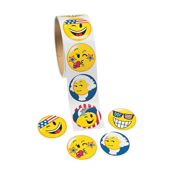 Patriotic Emoji Roll Stickers - Stationery - 100 Pieces