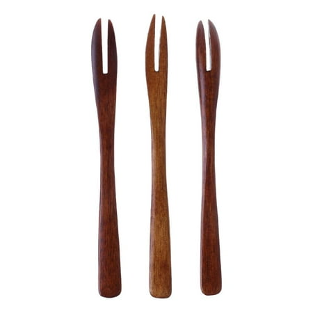 

Wooden Dessert Food Fruit Serving Fork Dining Tableware Utensil Tools Cutlery