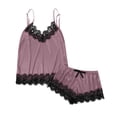 thumbnail image 1 of Conjunto de pijama sexy de seda para mujer: camisola y pantalones cortos de satén, tirantes ajustables con cuello en V, lencería para dormir y ocasiones especiales, tejido con mezcla de spandex, 1 of 6