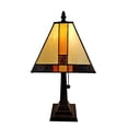 thumbnail image 3 of Tiffany Style Mini Accent Lamp Mission 15" Tall Stained Glass Red Yellow Tan Brown Vintage Antique Light Décor Nightstand Living Room Bedroom Office Handmade Gift AM208TL08B Amora Lighting, 3 of 3