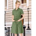 thumbnail image 2 of INSPIRE CHIC Robe Courte pour Femme à Col Évasé avec Poches et Taille Élastique, 2 of 4