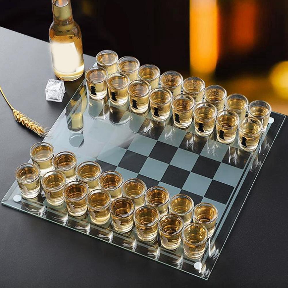 Chess Set – Fancy Chess Board with Shot Glass Chesses Pieces, Fun Drinking Game Edition Where The Loser Takes a Shot, Perfect for Game Nights & Adult Entertaining