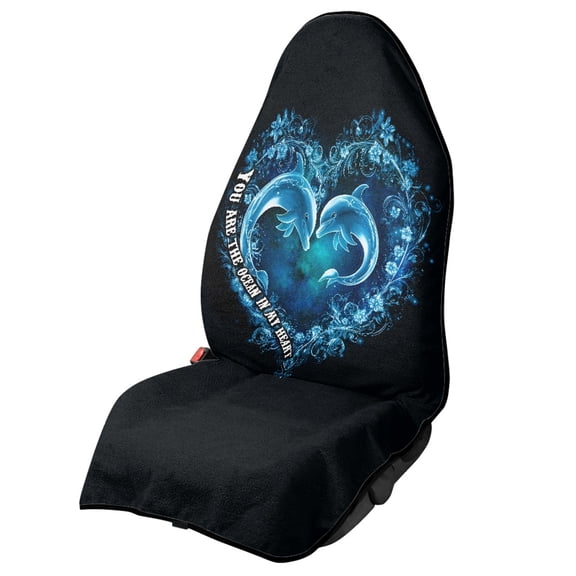 XYZCANDO Dolphin Heart Terry Cloth Car Seat Covers Anti-Slip Car Seat Towel Cover, Machine Washable, Suitable for Truck Seat Van, Fit for Trucks Cars SUVs