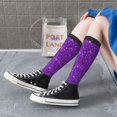 thumbnail image 4 of Bixox Purple Glitter Patterned Men's and Women's Knee Socks High Socks Outdoor Sports Socks, 4 of 5