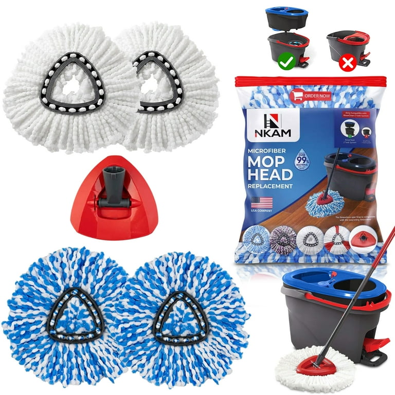 Yuunaie Spin Mop Replacement Head & Handle Set for O-Cedar EasyWring 1 Tank System, 2 Microfiber Mop Refills, 1 Triangle Base, 1 Scrubber Brush Head Yuunaie Spin Mop Replacement Head & Handle Set for O-Cedar EasyWring 1 Tank System, 2 Microfiber Mop Refills, 1 Triangle Base, 1 Scrubber Brush Head
