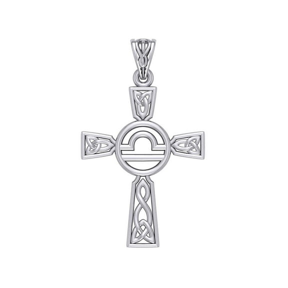 Cross Libra Astrology Zodiac Sign925 Sterling Silver Pendant Fine Jewelry