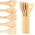 thumbnail image 1 of Kitchen Cooking Bamboo Utensils Set,6 Pcs Wooden Spoons And Spatula Kitchen Cooking Tools For Nonstick Cookware And Work, 1 of 5