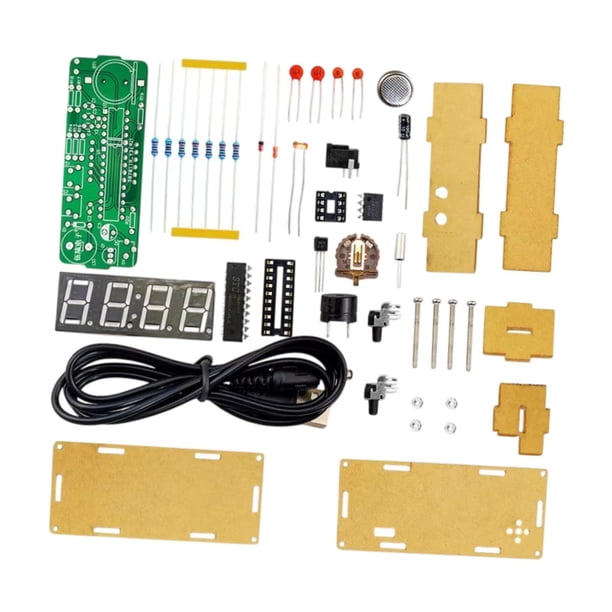 Kit de reloj digital DIY, compacto, multifuncional, despertador DIY, práctica de soldadura Verde