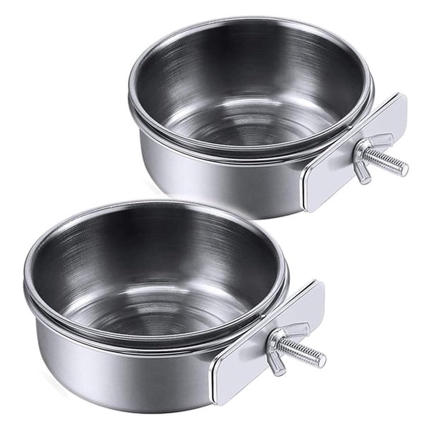 Paquete de 2 vasos para comedero de pájaros, soporte para abrazadera para cuenco de comida para loros, taza para gallinero, cuenco de agua para jaula de pájaros para periquitos grises africanos,