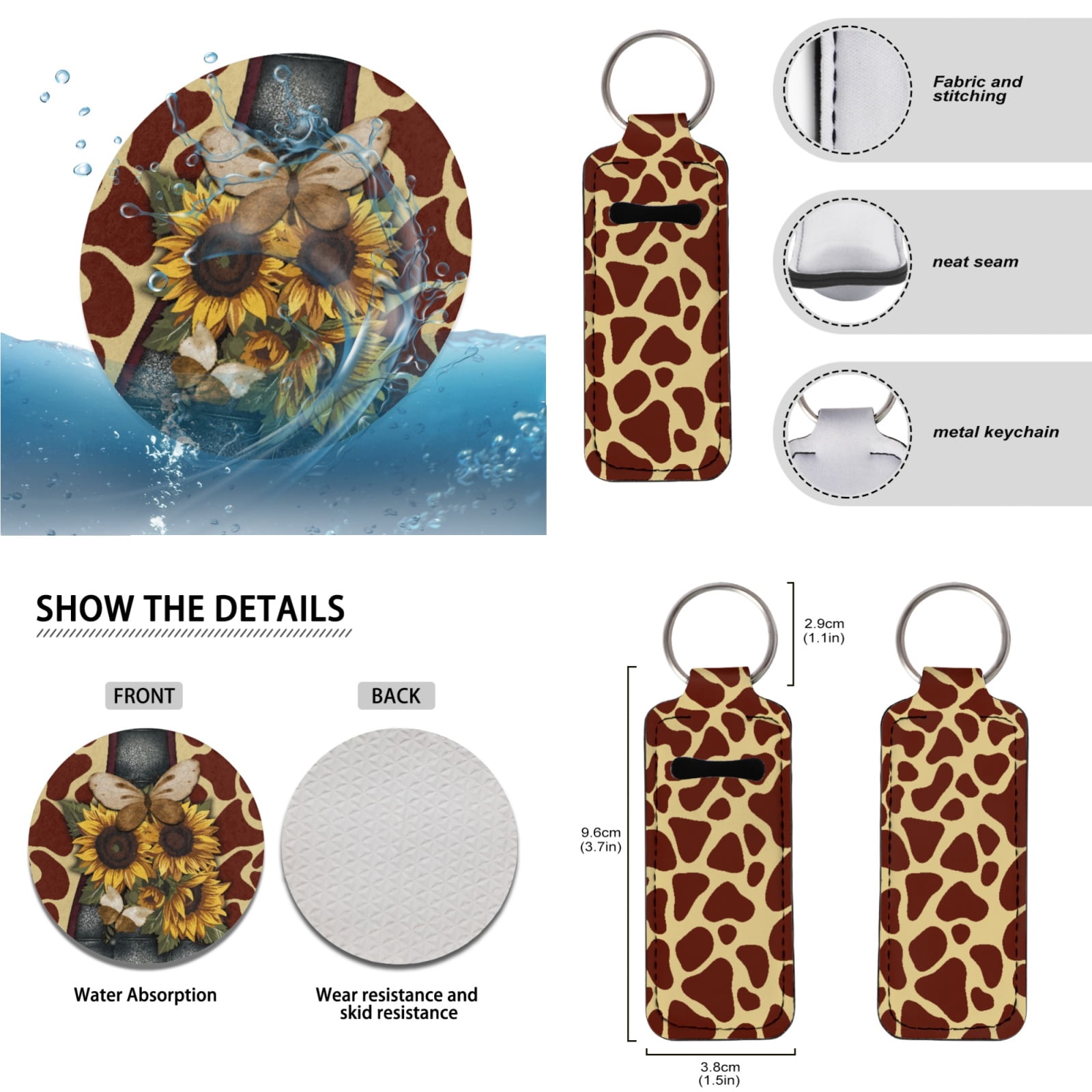 Jeiento Butterfly Car Seat Cover Full Sets Car Front and Back Floor Mats Steering Wheel Covers Armrest Cover Sunflower Car Seat Belt Covers Coaster Keychain 17pcs Auto Accessories Set for Woman Men