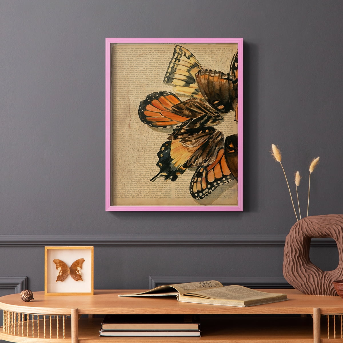 Winged Wreath II Framed Print - Solid Wood in Single Picture Frame Solid Wood 2 Framed Print
