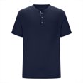 thumbnail image 4 of Iugvhana Short Sleeve Polo Shirts for Men Casual Pullover Button Stand Collar Shirts Slim Fit T-Shirt with Pocket Navy S, 4 of 6